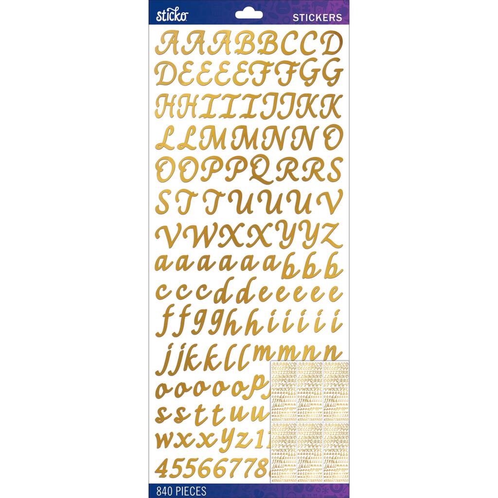 Sticko GOLD ALPHABET & GOLD NUMBER Stickers You Choose Style 